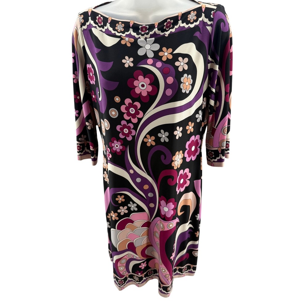 Cache Purple Pink Paisley Psychedelic Lined Shift‎ Dress Womens Size 8